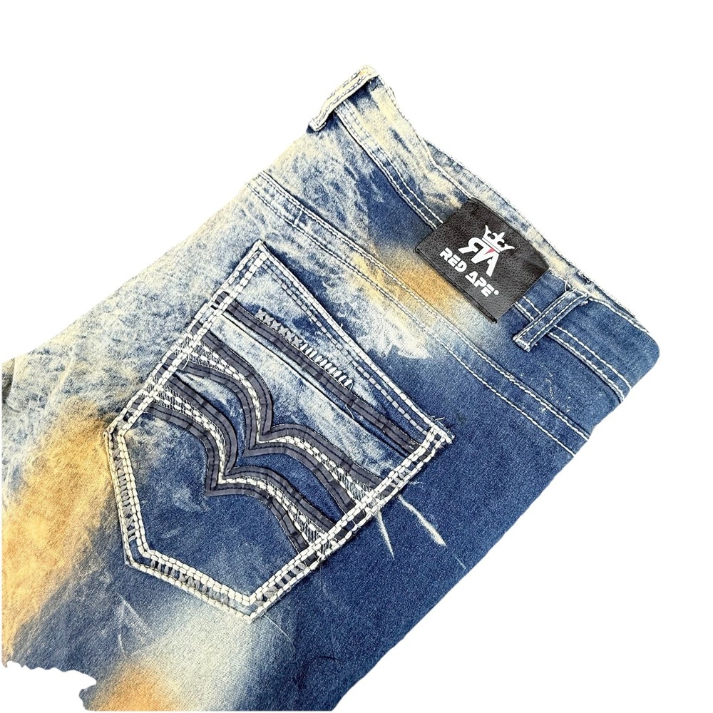 Red Ape Pocket‎ Jeans Mens 46 Acid Wash Tie Dye Street Skate Wear Denim